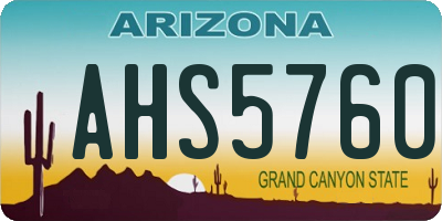 AZ license plate AHS5760