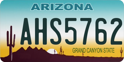 AZ license plate AHS5762