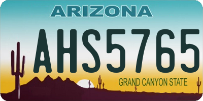 AZ license plate AHS5765