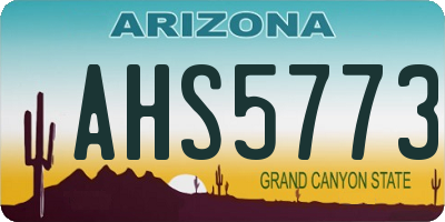 AZ license plate AHS5773
