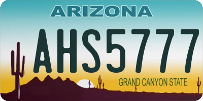 AZ license plate AHS5777