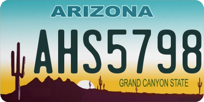 AZ license plate AHS5798