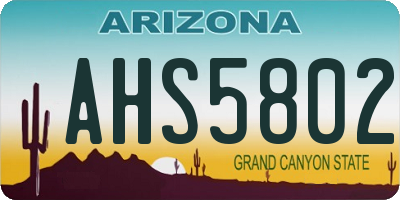 AZ license plate AHS5802