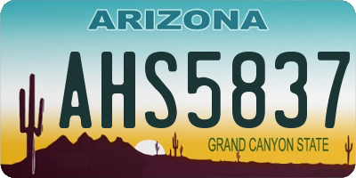 AZ license plate AHS5837
