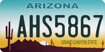 AZ license plate AHS5867