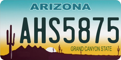AZ license plate AHS5875