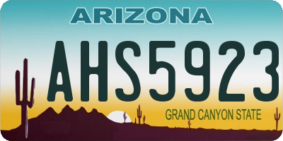 AZ license plate AHS5923