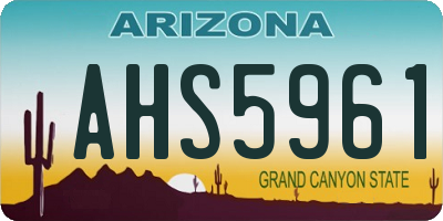 AZ license plate AHS5961