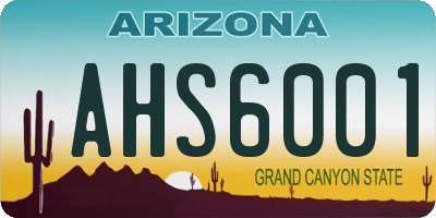 AZ license plate AHS6001