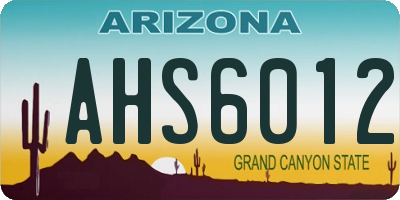 AZ license plate AHS6012