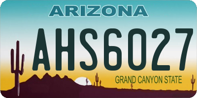 AZ license plate AHS6027