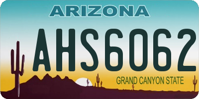 AZ license plate AHS6062