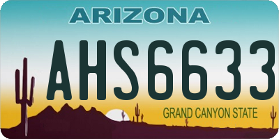 AZ license plate AHS6633