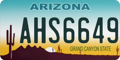 AZ license plate AHS6649