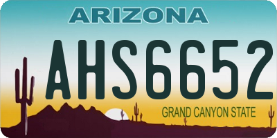 AZ license plate AHS6652