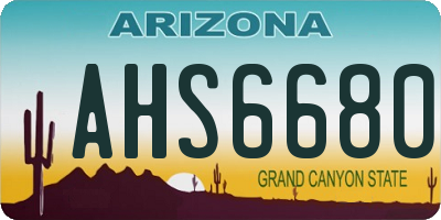 AZ license plate AHS6680