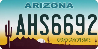 AZ license plate AHS6692