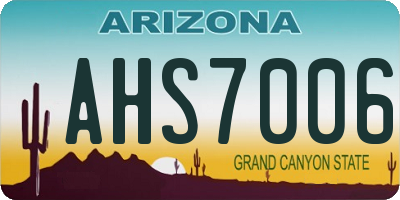 AZ license plate AHS7006