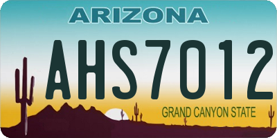 AZ license plate AHS7012