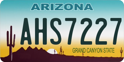 AZ license plate AHS7227