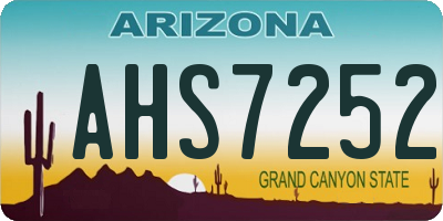 AZ license plate AHS7252