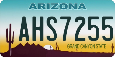 AZ license plate AHS7255