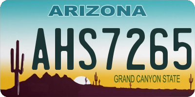 AZ license plate AHS7265