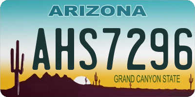 AZ license plate AHS7296