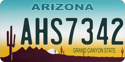 AZ license plate AHS7342