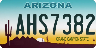 AZ license plate AHS7382