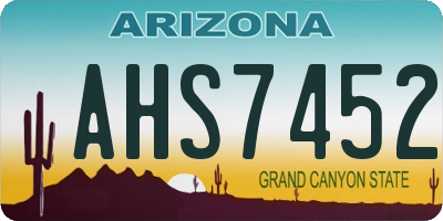 AZ license plate AHS7452