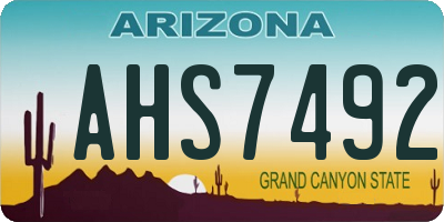 AZ license plate AHS7492