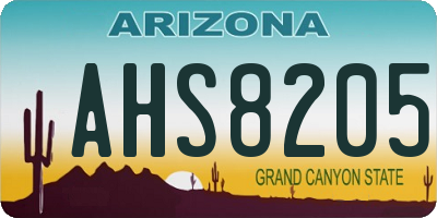 AZ license plate AHS8205
