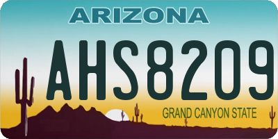 AZ license plate AHS8209