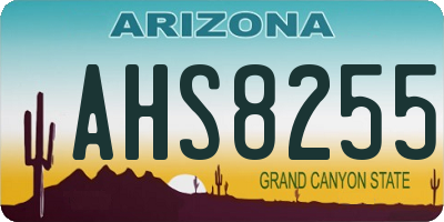 AZ license plate AHS8255