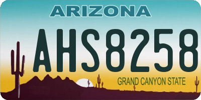 AZ license plate AHS8258