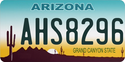 AZ license plate AHS8296