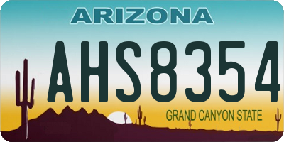 AZ license plate AHS8354