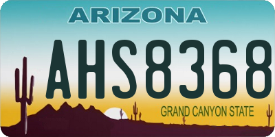 AZ license plate AHS8368