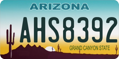 AZ license plate AHS8392