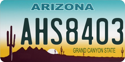 AZ license plate AHS8403
