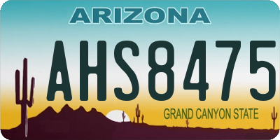 AZ license plate AHS8475