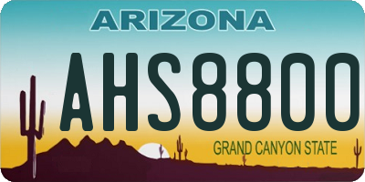 AZ license plate AHS8800