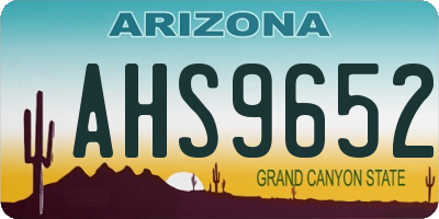 AZ license plate AHS9652