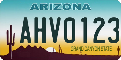 AZ license plate AHV0123