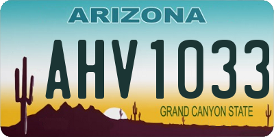 AZ license plate AHV1033