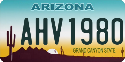 AZ license plate AHV1980