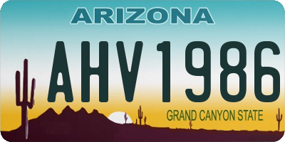 AZ license plate AHV1986
