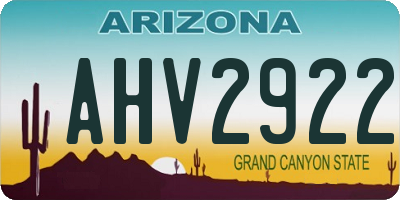 AZ license plate AHV2922