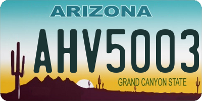 AZ license plate AHV5003